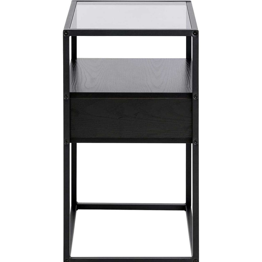 mutoni scandi Nachttisch Randall Glas Schwarz 40X35 | Schlafzimmer