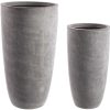 mutoni lifestyle Vase Cement Rund Hoch Grau (2Er-Set) | Gartenvasen Und Pflanzkubel