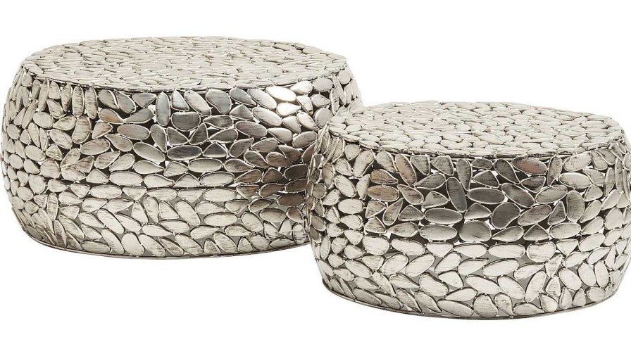 KARE Design Couchtisch Pebbles Deluxe Silber (2/Set) | Couchtische