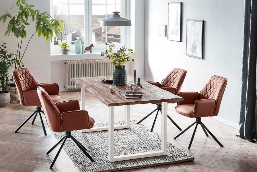 mutoni casual Essgruppe Dining Iv Massivholz Akazie Natur Cognac 160 (5-Tlg.) | Essgruppen