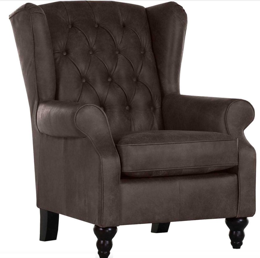 mutoni prime Chesterfield Ohrensessel Chelsea Braun | Ohrensessel