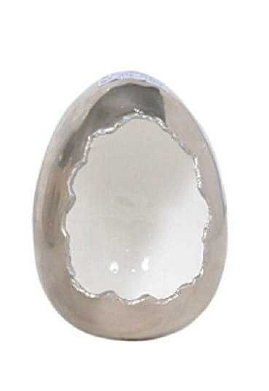 mutoni vintage Windlicht Egg Silber-Weiss 15 | Windlichter & Teelichthalter