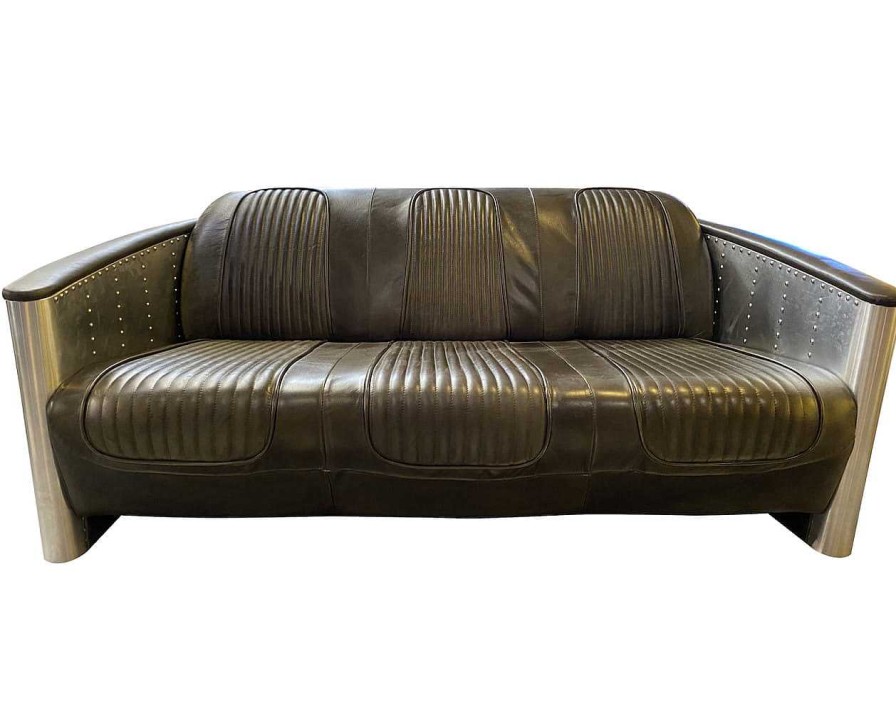 mutoni wood Sofa Bolton E 3-Sitzer Vintage Dark Brown | Sofas