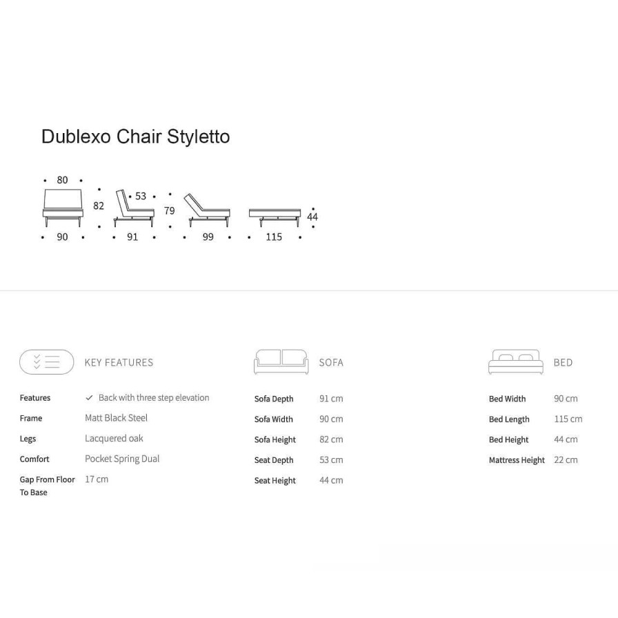 Innovation Living Innovation Sessel Dublexo Styletto Black Wood | Schlafsessel