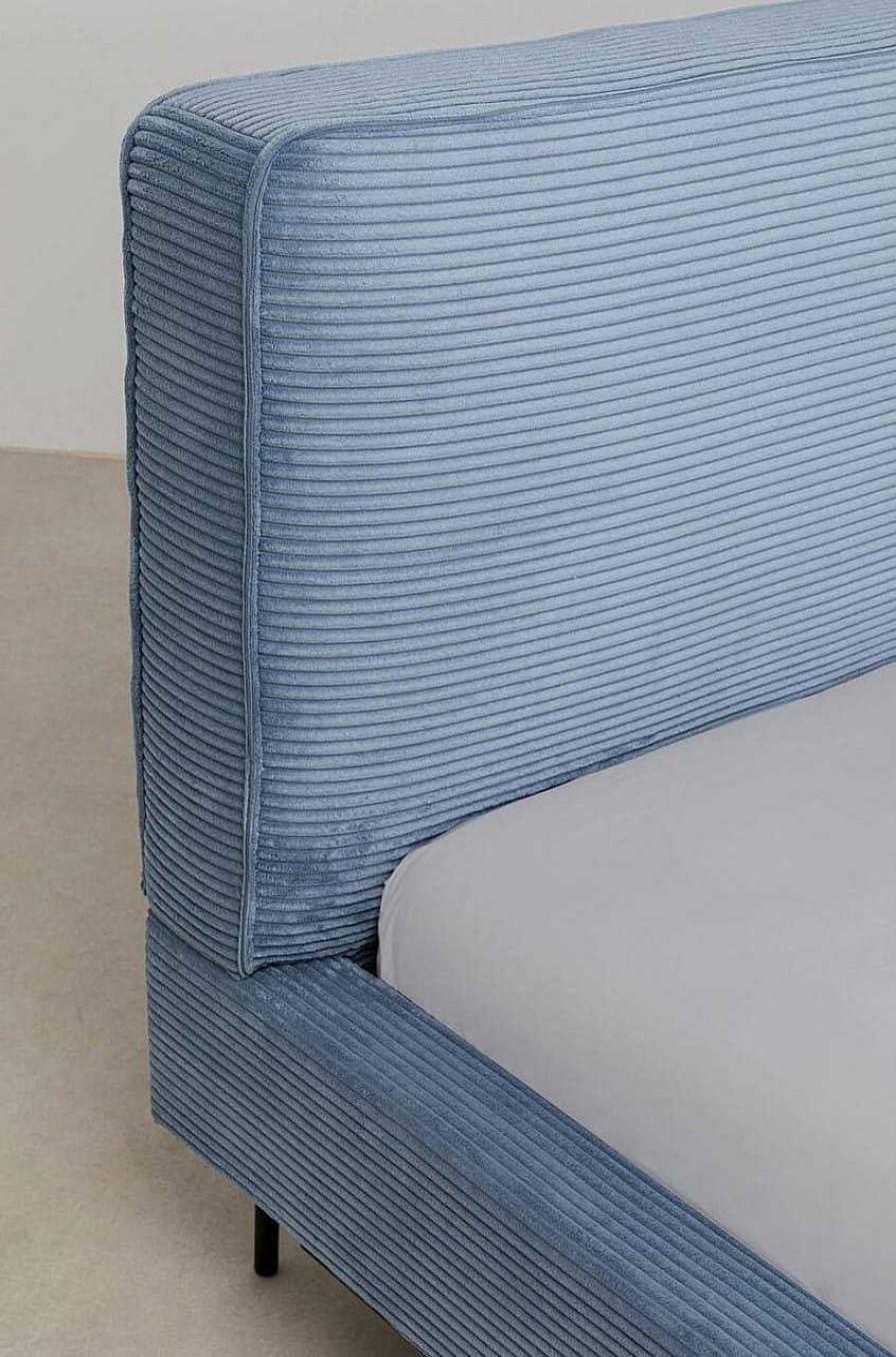 KARE Design Bett East Side Cord Blau 180X200 | Betten