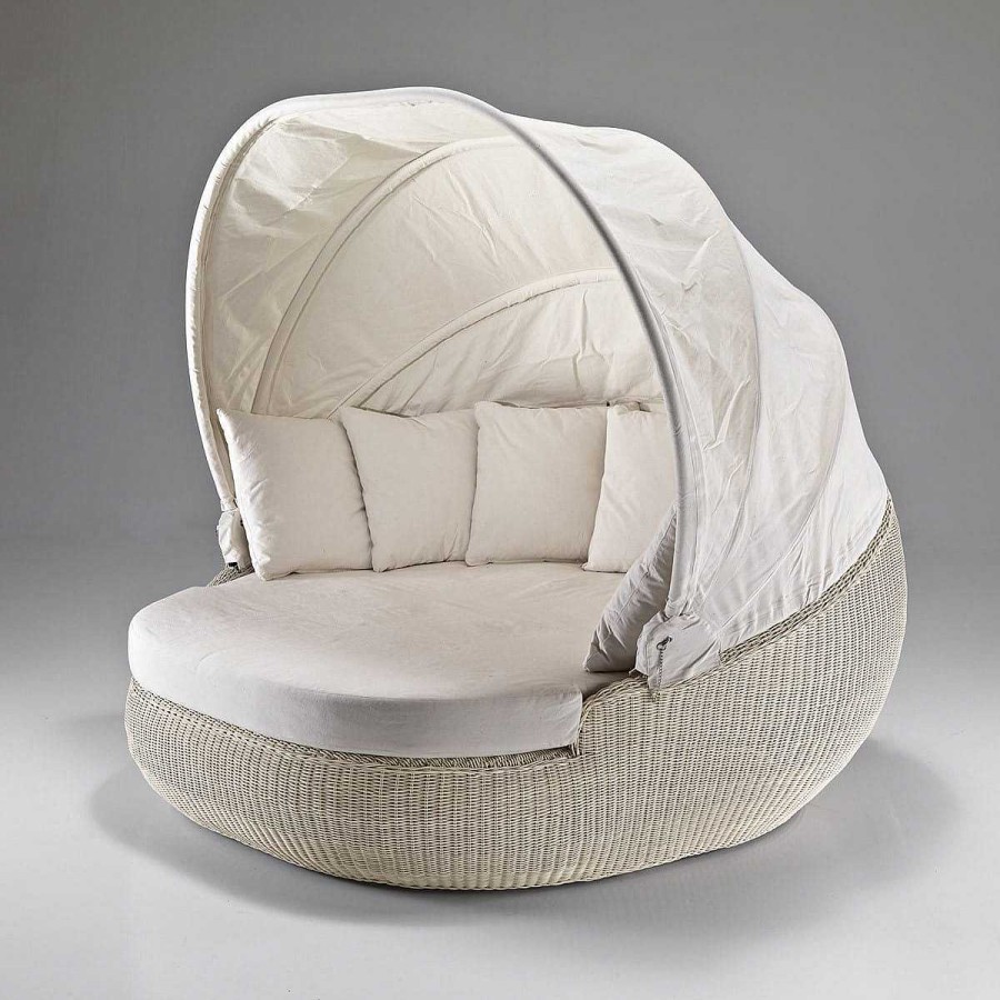 mutoni ethnic Garten Liegeinsel Sphera Polyrattan Bianco Wash | Daybeds Und Sonneninseln