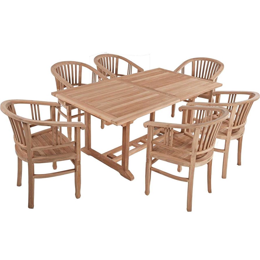 mutoni pleasure Garten Essgruppe Solo Ix Teak Natur (7-Tlg) | Garten Essgruppen