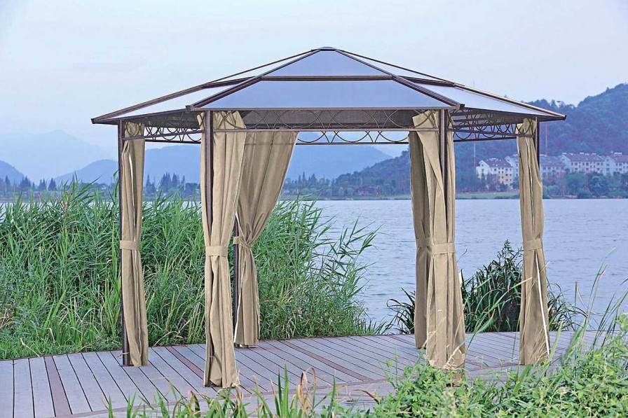 mutoni pleasure Gartenpavillon Salmon Grau 395X395 | Pavillons Und Gartenzelte