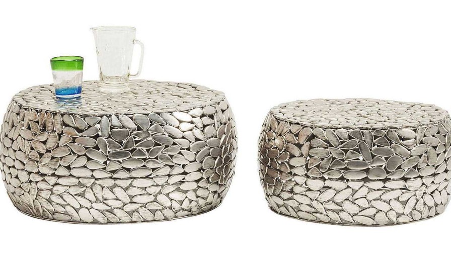 KARE Design Couchtisch Pebbles Deluxe Silber (2/Set) | Couchtische