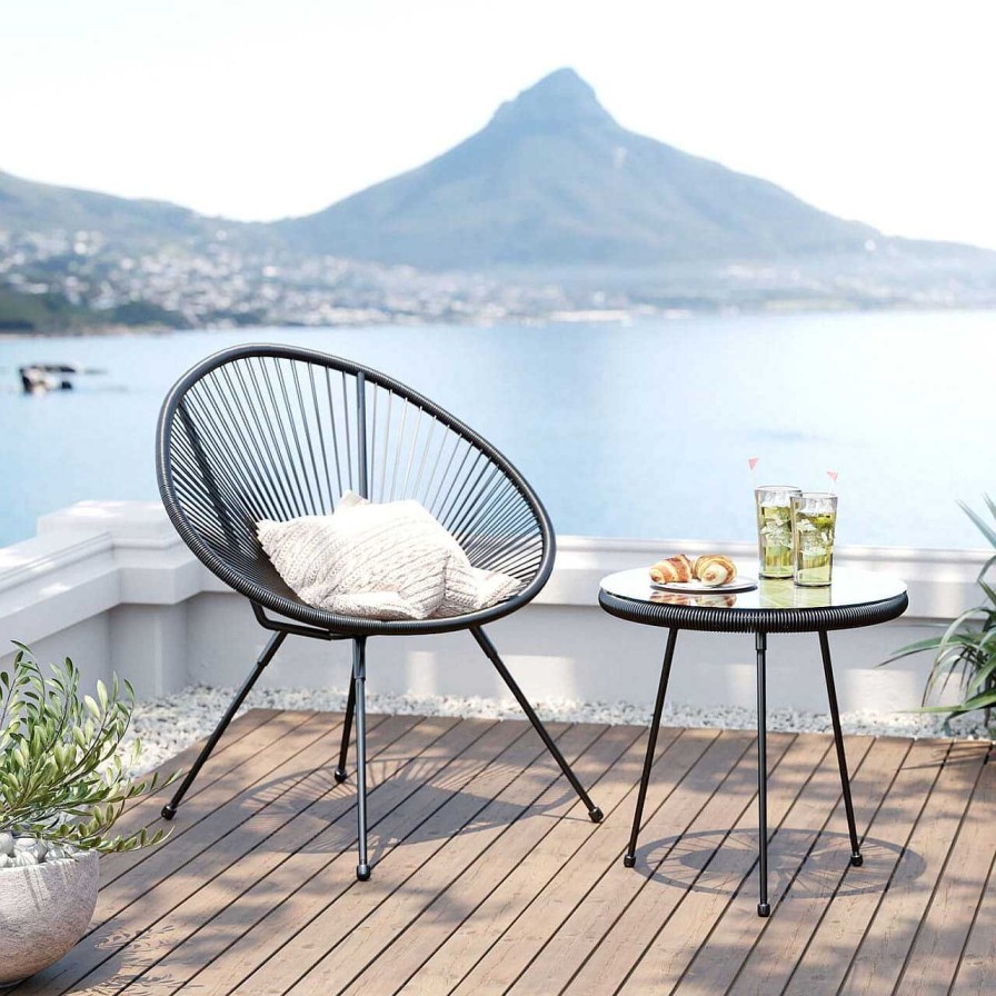 KARE Design Gartenset Acapulco Schwarz (2-Tlg) | Balkon-Sets