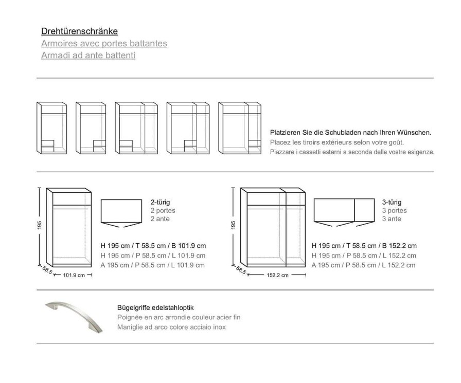 Jutzler Drehturenschrank Fino Anthrazit Spiegel Cremeweiss 152.2 X 195 | Kleiderschranke