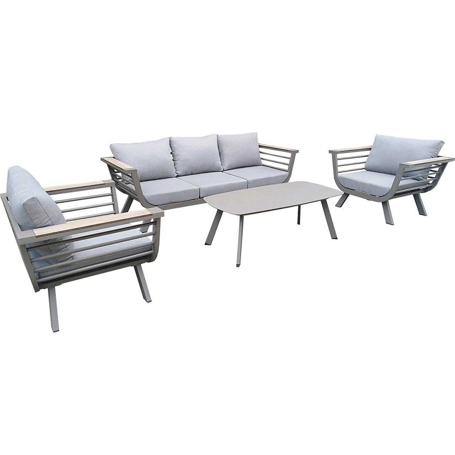 mutoni pleasure Gartenlounge Aroa Hellgrau (4-Er Set) | Gartenlounge