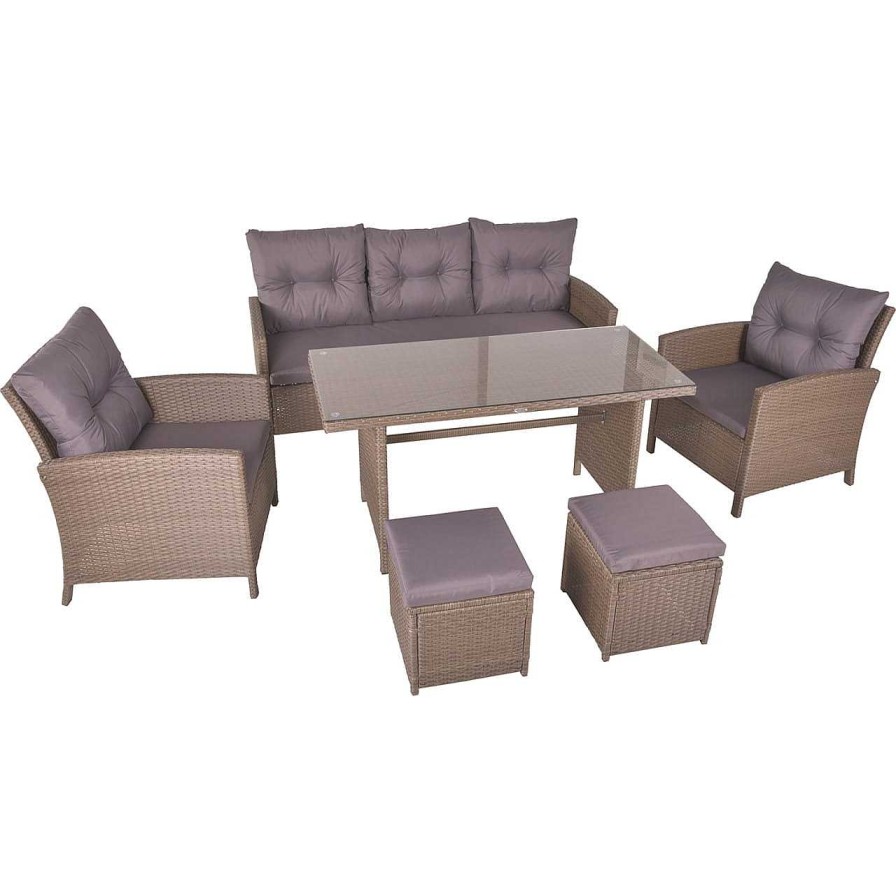 mutoni pleasure Gartenlounge Sevilla Braun (6-Er Set) | Gartenlounge