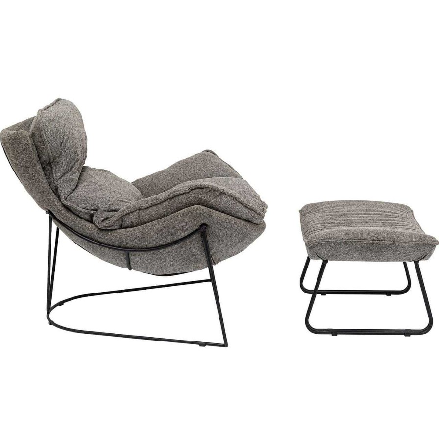 KARE Design Sessel Mit Hocker Snuggle Grau (2-Tlg) | Relaxsessel