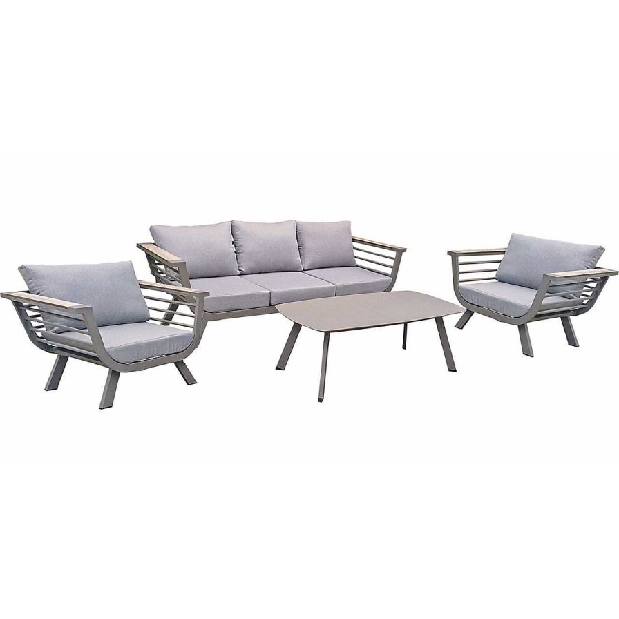 mutoni pleasure Gartenlounge Aroa Hellgrau (4-Er Set) | Gartenlounge