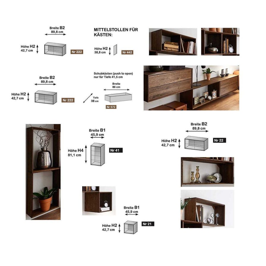 mutoni exquisite Wohnzimmer Kombination Compose Xxxii Wildeiche Tabac | Wohnwande