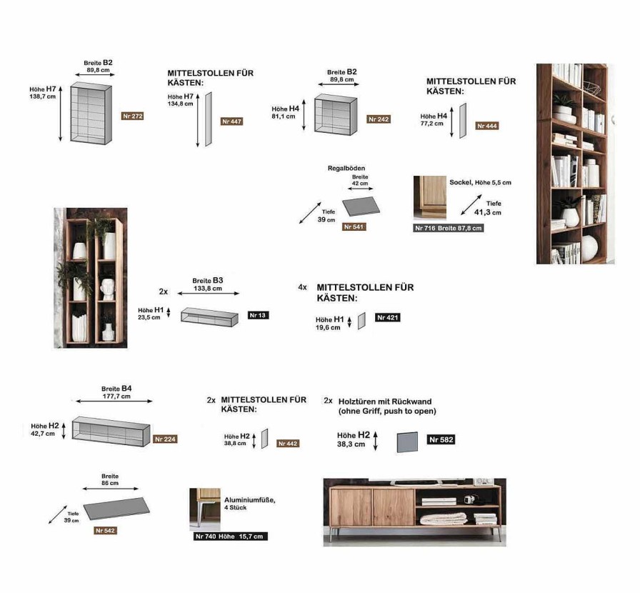 mutoni exquisite Wohnzimmer Kombination Compose Xxv Wildeiche Bianco | Wohnwande