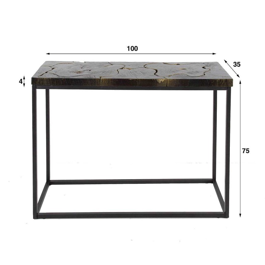 mutoni industrial Konsolentisch Black&Gold Teak | Konsolentische