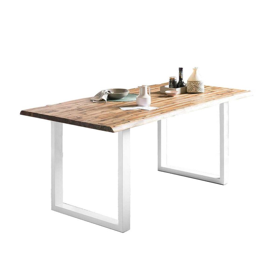 mutoni casual Essgruppe Dining I Massivholz Akazie Natur Gelb 160 (5-Tlg.) | Essgruppen