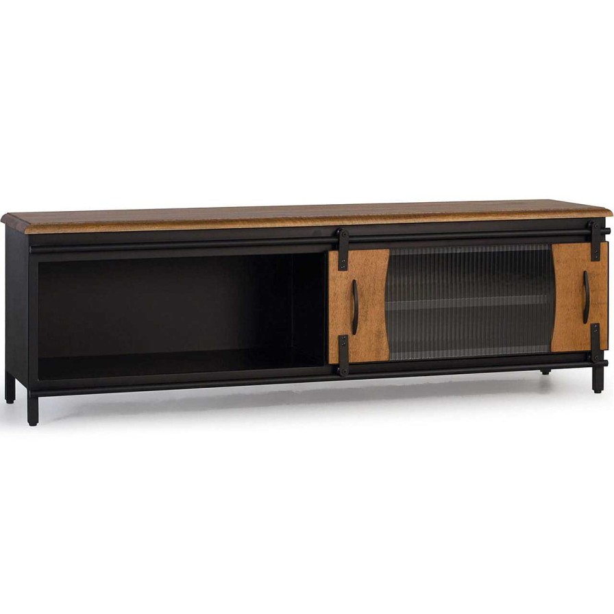 mutoni inspiration Tv-Mobel Nero Iii Mangoholz Schwarz 160 | Tv-Mobel