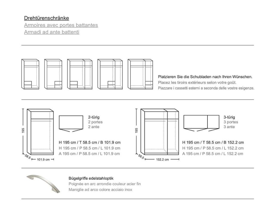 Jutzler Drehturenschrank Fino Anthrazit Spiegel Cremeweiss 101.9 X 195 | Kleiderschranke