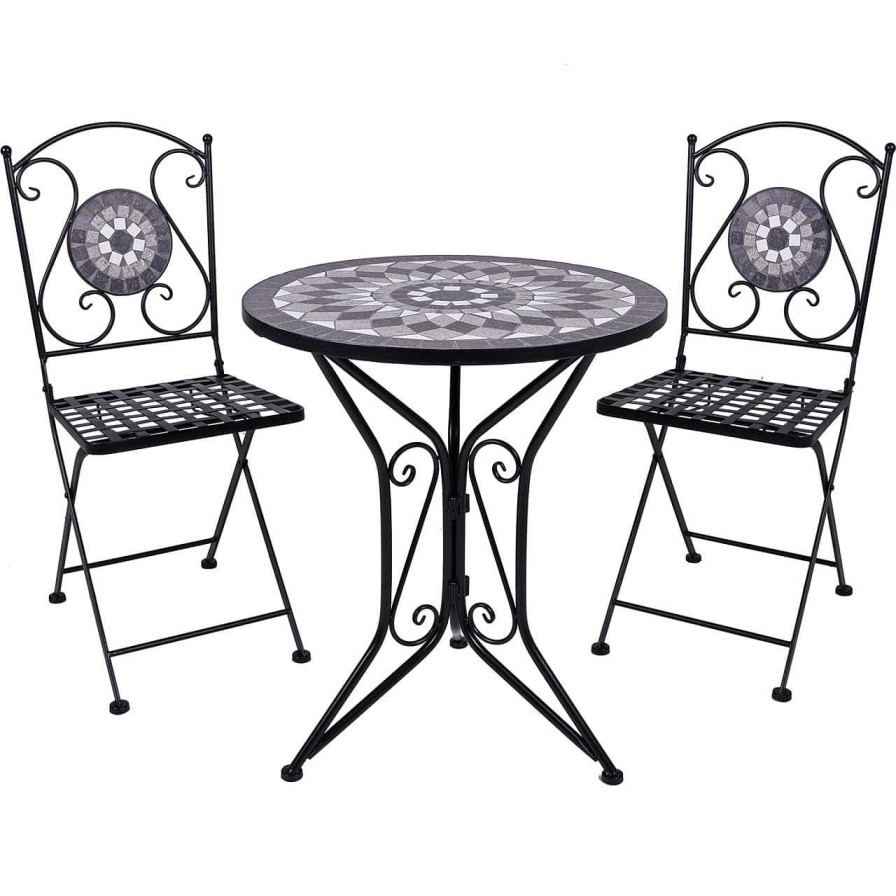 mutoni pleasure Balkon-Set Jalua Mosaik Schwarz (3-Er Set) | Balkon-Sets