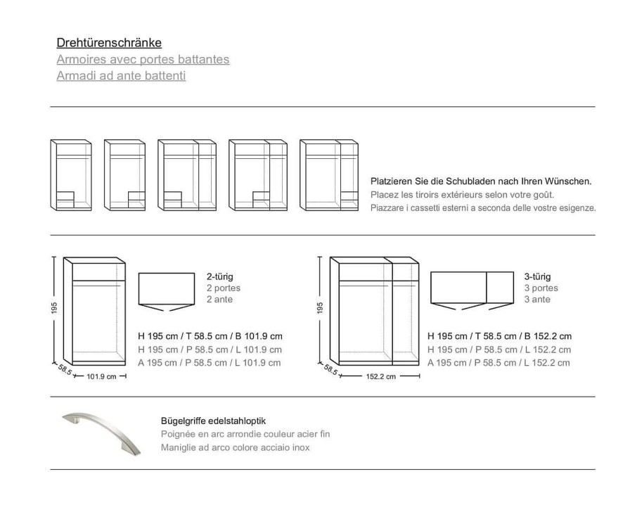 Jutzler Drehturenschrank Eichendekor Cremeweiss Mit Schubladen 152.2 X 195 | Kleiderschranke