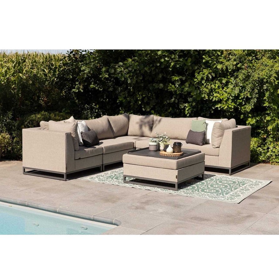 mutoni living Gartenlounge Rhodos Hocker Taupe | Gartenhocker