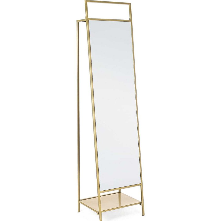 mutoni lifestyle Standspiegel Arin Mit Garderobenhacken Gold 46X182 | Standspiegel