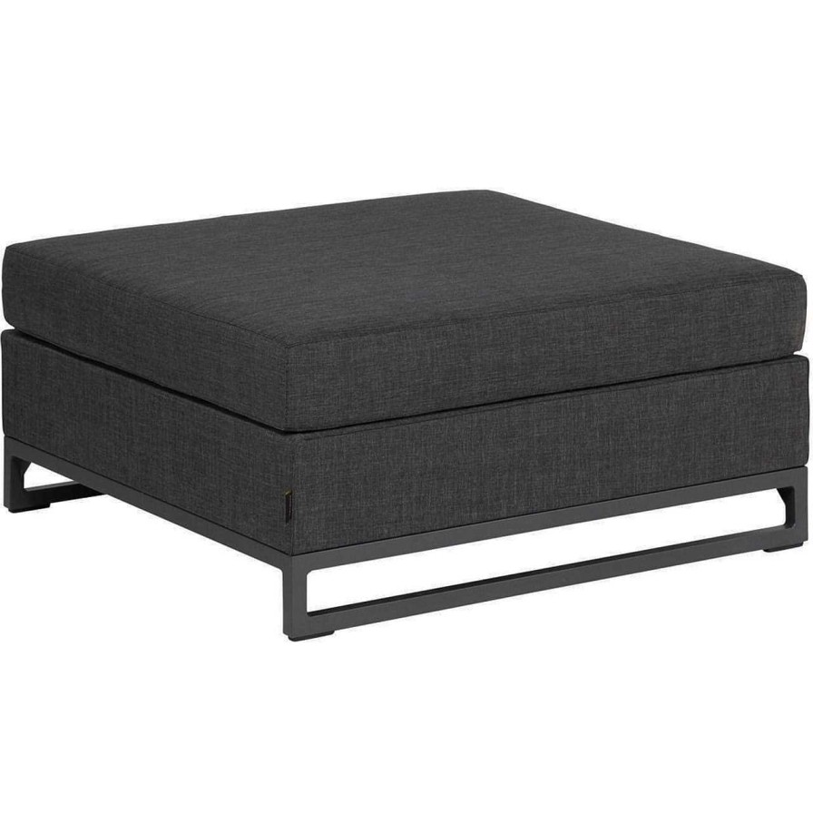 mutoni living Gartenlounge Rhodos Hocker Schwarz | Gartenhocker