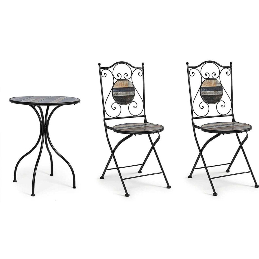 mutoni lifestyle Garten Bistro-Set Huston Tisch Und 2 Klappstuhle | Balkon-Sets