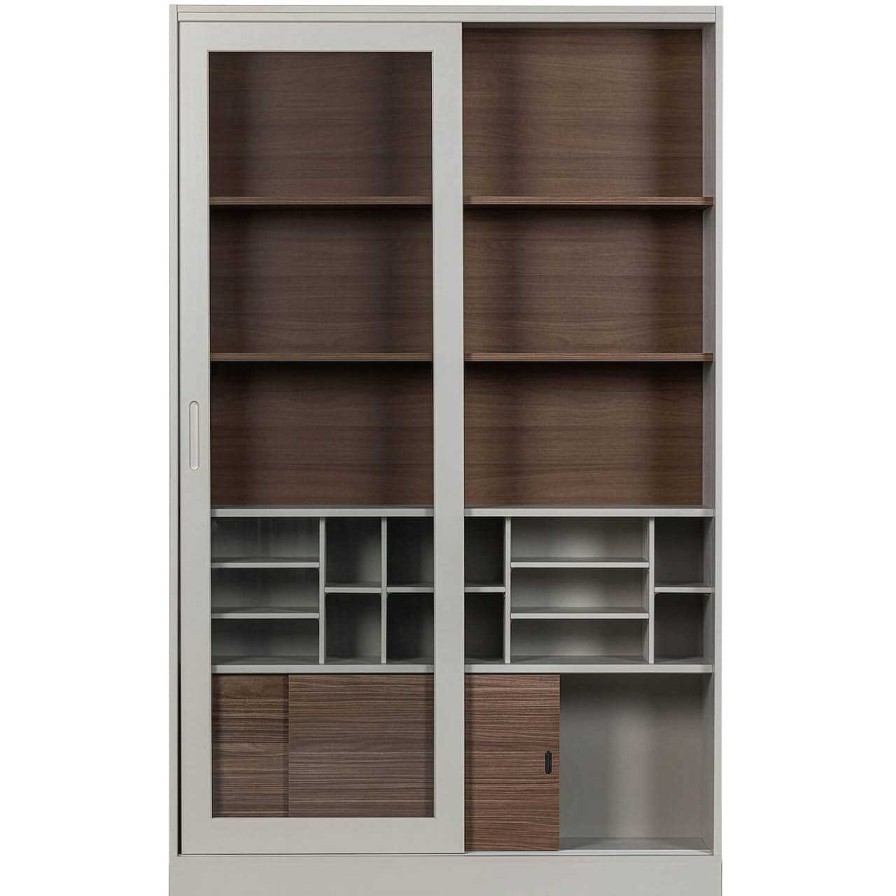 mutoni living Vitrinenschrank James Kiefer Grau 125X200 | Vitrinen