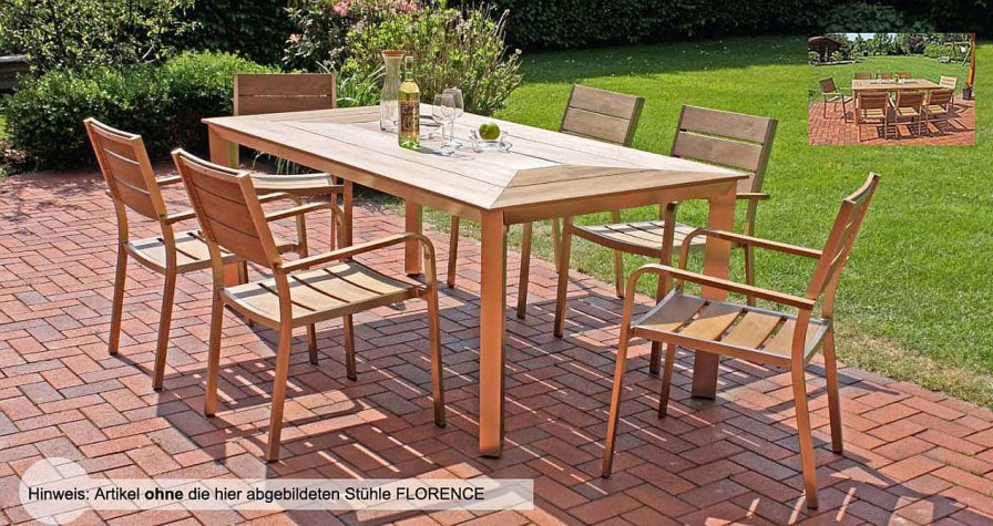 mutoni pleasure Gartentisch Florence Braun 192X100 | Garten Esstische