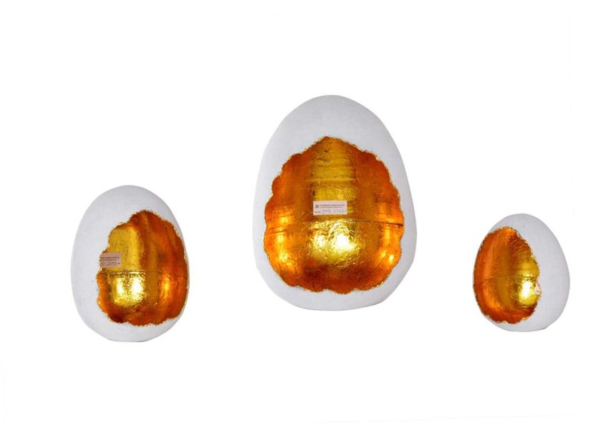 mutoni vintage Windlicht Egg Weiss-Gold 19 | Windlichter & Teelichthalter