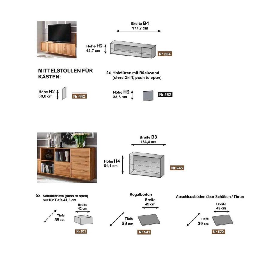 mutoni exquisite Wohnzimmer Kombination Compose Xix Wildeiche 312X81 | Wohnwande