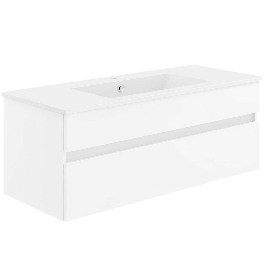 KISS Badezimmerset Mit Spiegelschrank Polarweiss 120 | Badezimmermobel-Sets