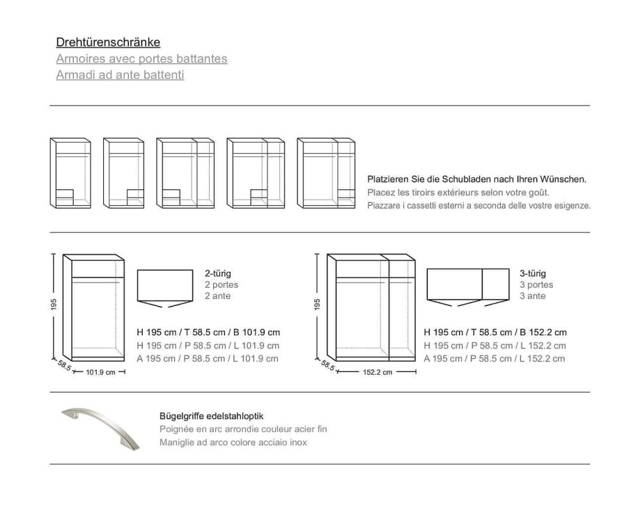 Jutzler Drehturenschrank Eichendekor Cremeweiss Mit Schubladen 101.9 X 195 | Kleiderschranke