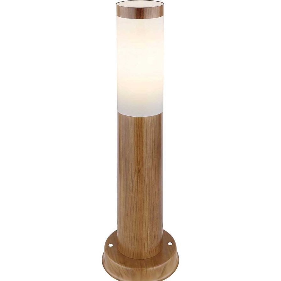 mutoni light Aussenleuchte Boston Edelstahl 1Xe27 Holzoptik Opal 13X13X45 | Bodenleuchten Aussen