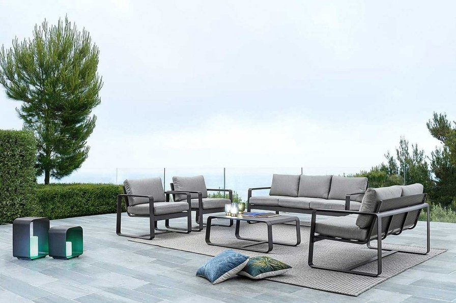 mutoni lifestyle Garten 3Er-Sofa Merrigan Mit Kissen Anthrazit | Gartensofas