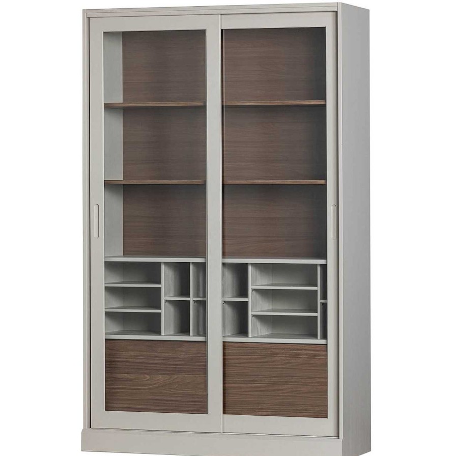 mutoni living Vitrinenschrank James Kiefer Grau 125X200 | Vitrinen