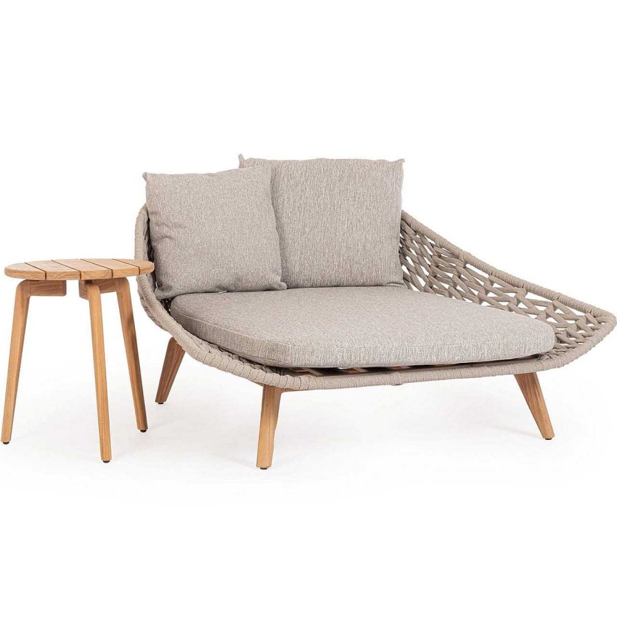 mutoni lifestyle Daybed Tamires Mit Kissen Teakholz Beige 136X161 | Daybeds Und Sonneninseln