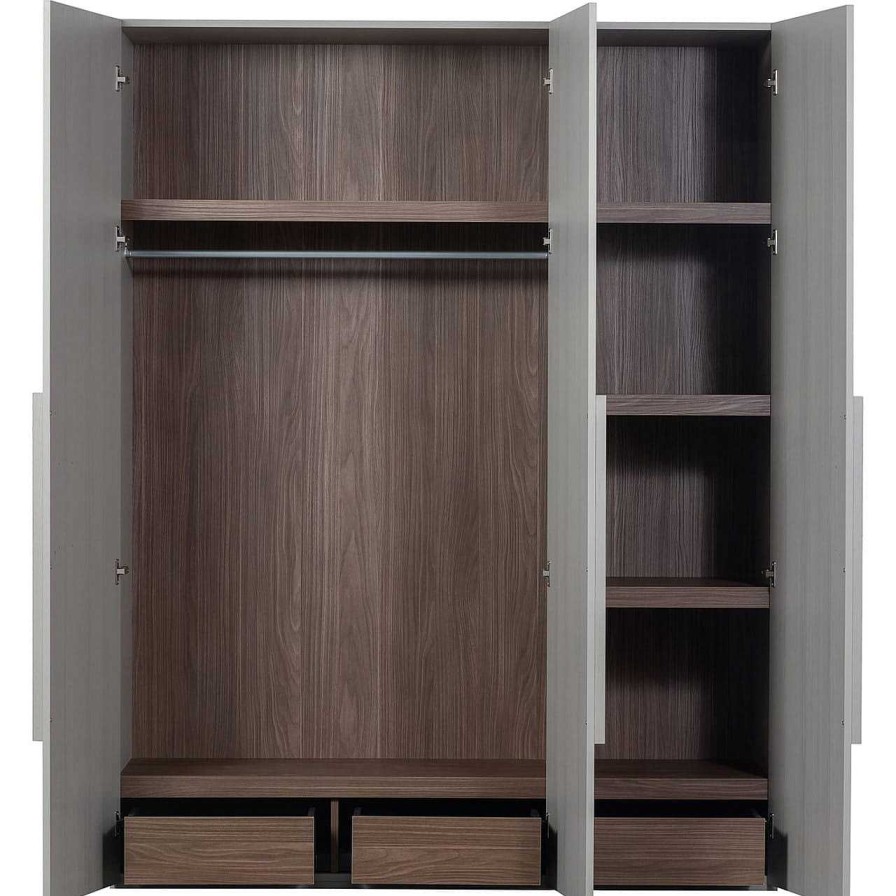 mutoni living Schrank Rens 3-Turig Kieselgrau 165X210 | Kleiderschranke