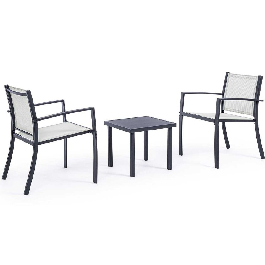 mutoni lifestyle Garten Sitzgruppe Auri Anthrazit (3-Teilig) | Balkon-Sets