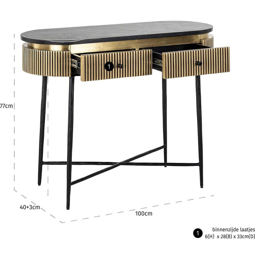 Richmond Interiors Konsolentisch Ironville Marmor Gold 100 | Konsolentische