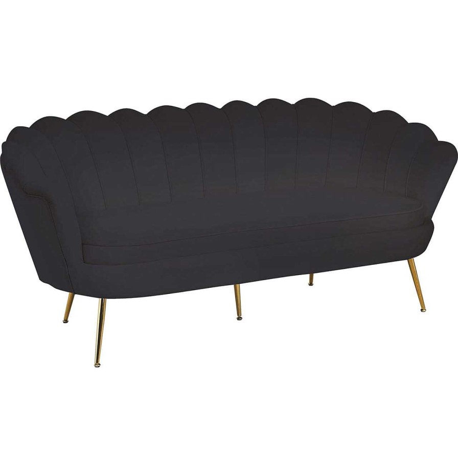 mutoni casual Muschelsofa 3-Sitzer Samt Schwarz | Stoffsofas