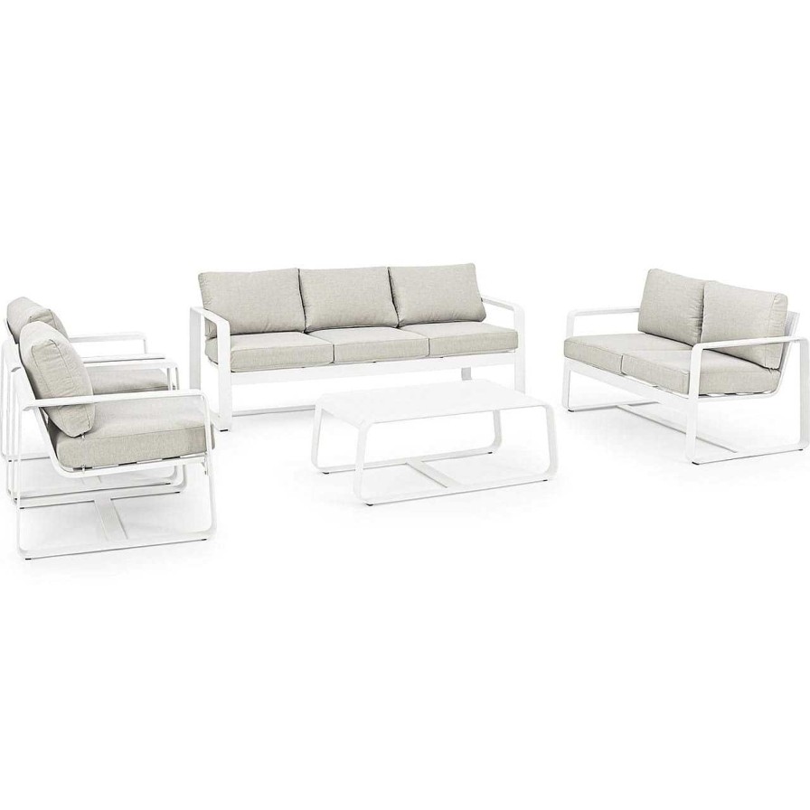 mutoni lifestyle Garten 3Er-Sofa Merrigan Mit Kissen Weiss | Gartensofas