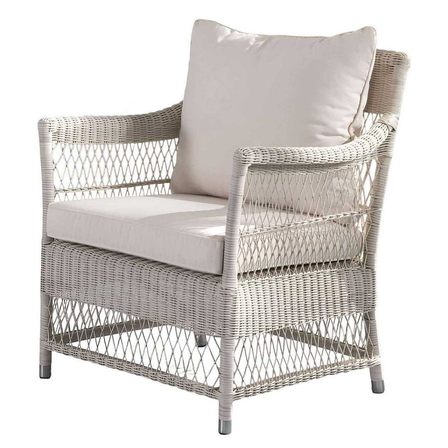 mutoni ethnic Garten Sessel Camille Polyrattan Bianco Wash | Gartensessel