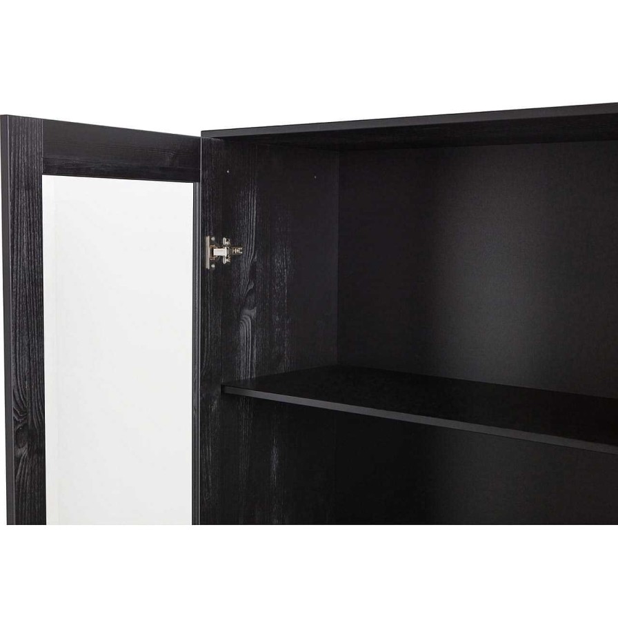 mutoni living Vitrinenschrank Xam Kiefer Schwarz 155X100 | Vitrinen