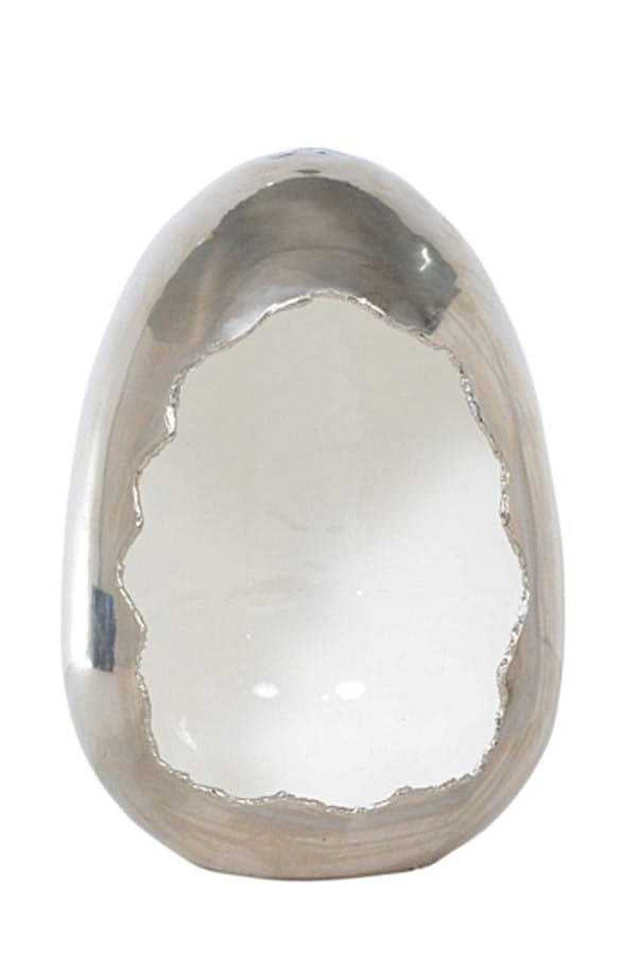 mutoni vintage Windlicht Egg Silber-Weiss 30 | Windlichter & Teelichthalter