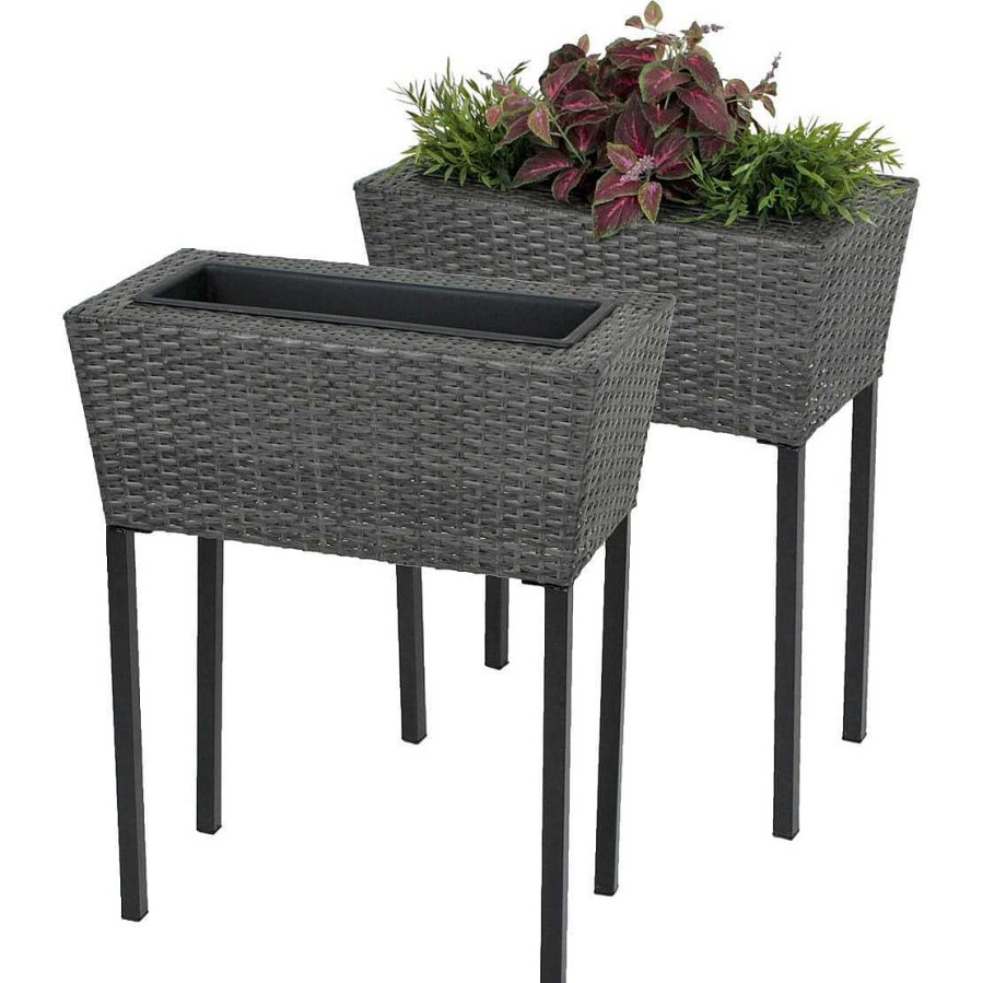 mutoni pleasure Hochbeet Iris Dunkelgrau (2-Er Set) | Gartenvasen Und Pflanzkubel